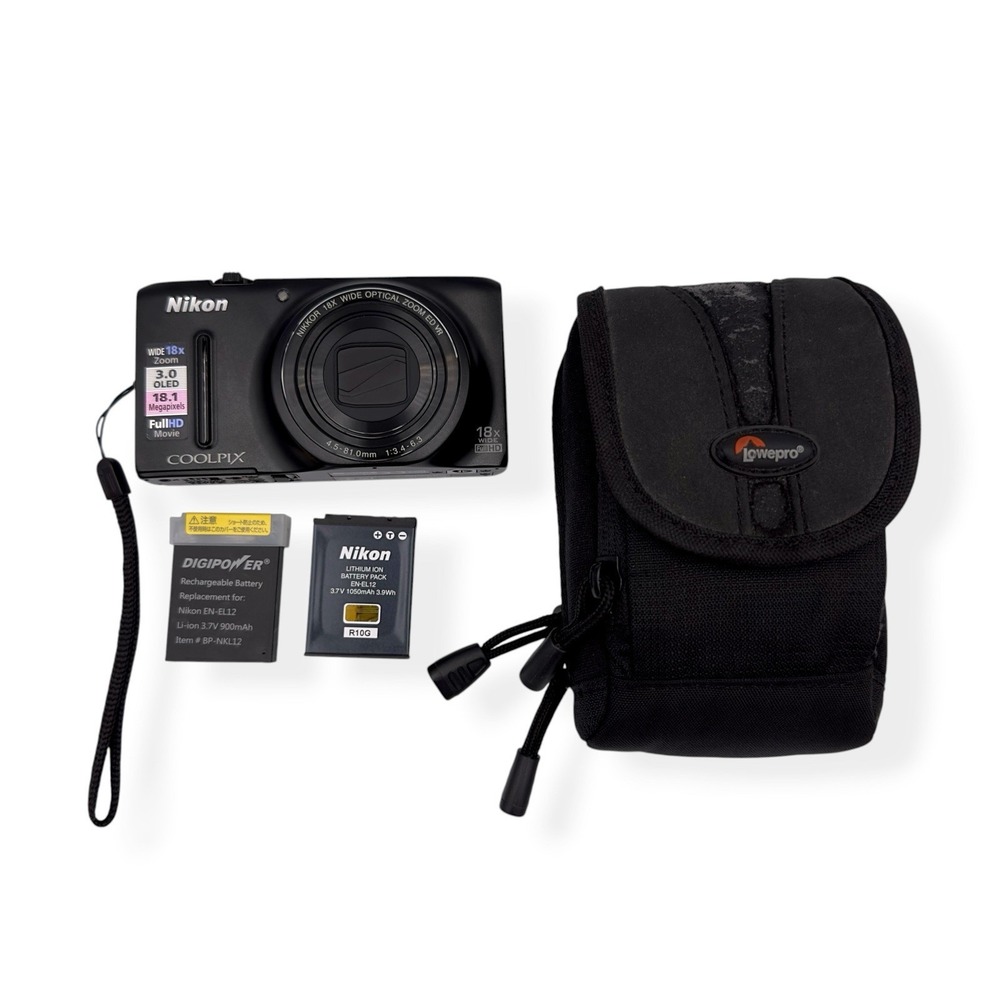 Nikon Coolpix‎ S9400 18MP Digital Camera Black Case & Batteries TESTED WORKING